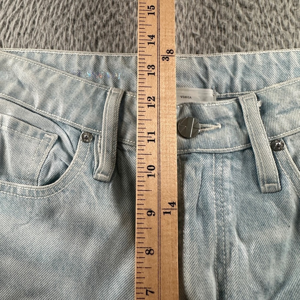 VIAVIA Jeans Womens 26 Straight Leg Light Blue Waxed High Rise Stretch USA - Picture 7 of 15